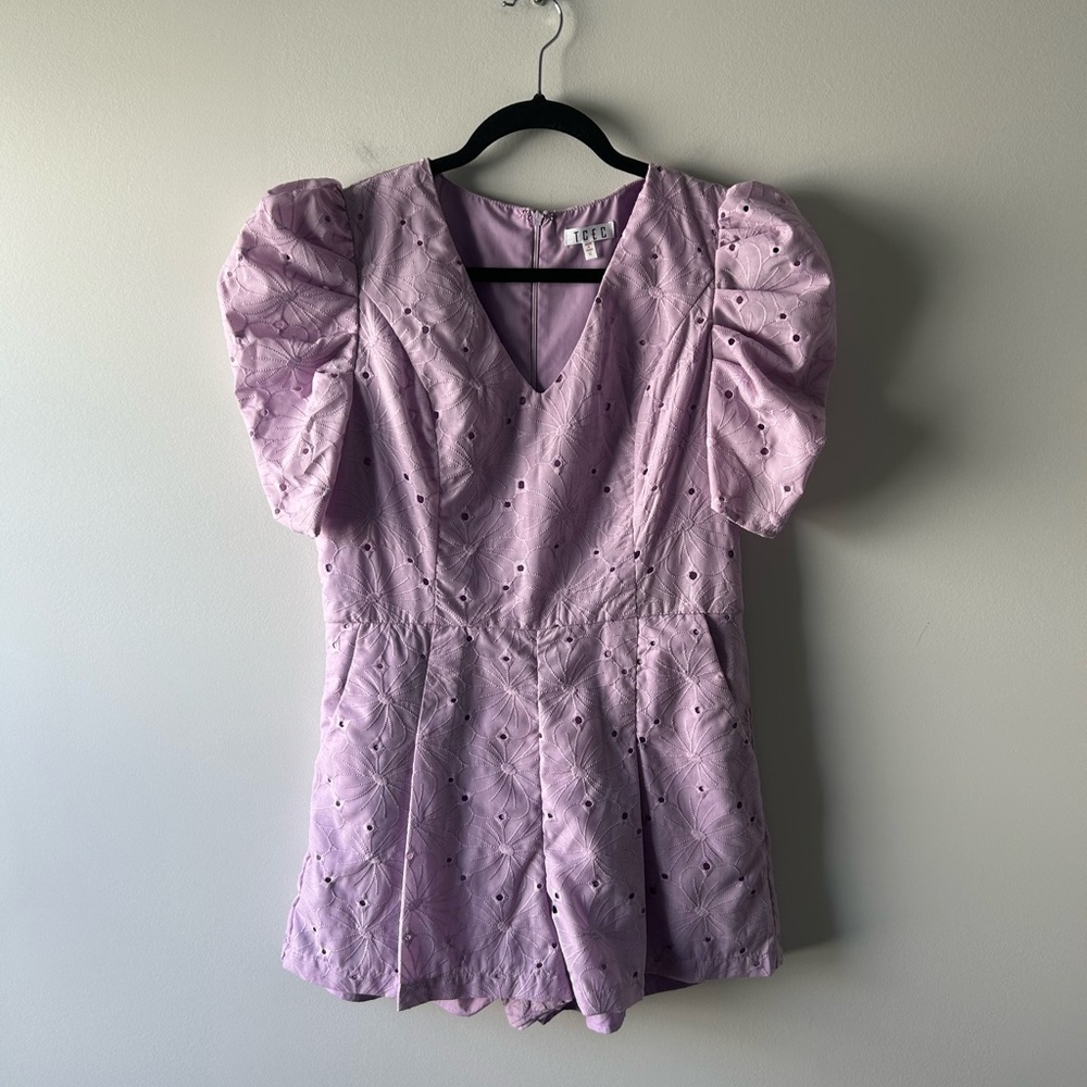 TCEC lilac purple lace eyelet romper